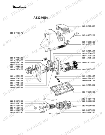 Взрыв-схема мясорубки Moulinex A13346(0) - Схема узла QP000967.4P2