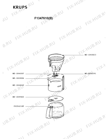 Взрыв-схема кофеварки (кофемашины) Krups F1347610(B) - Схема узла YP001468.6P2