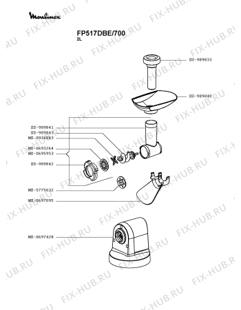 Взрыв-схема кухонного комбайна Moulinex FP517DBE/700 - Схема узла IP003839.4P4