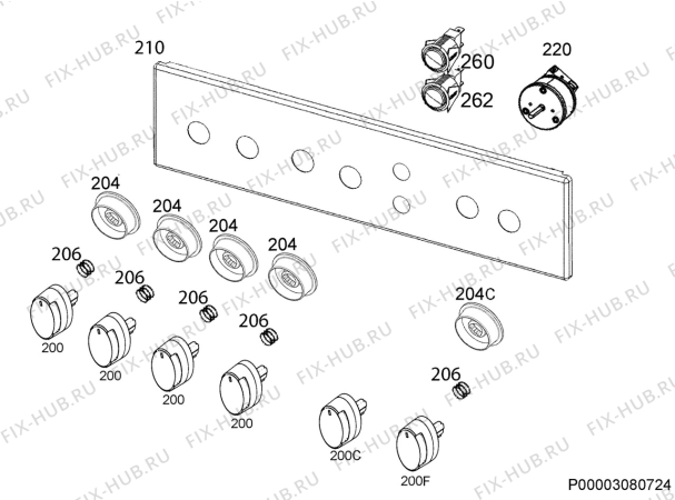 Взрыв-схема плиты (духовки) Electrolux EKG951108X - Схема узла Command panel 037