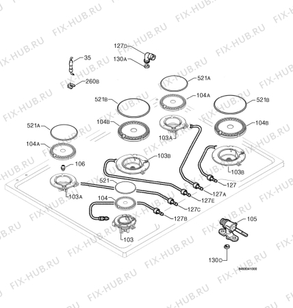 Взрыв-схема плиты (духовки) Zanussi ZGF752IX - Схема узла Functional parts 267