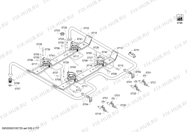 Взрыв-схема плиты (духовки) Bosch HGD423120Q - Схема узла 07