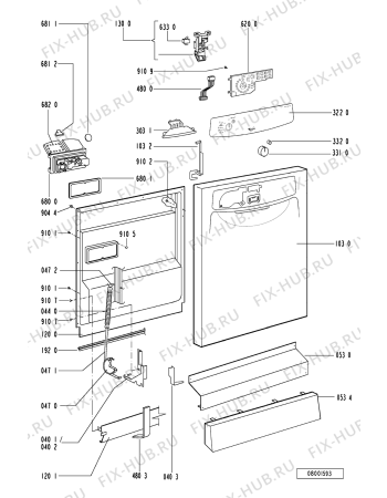 Схема №2 ADP 2540 WH с изображением Панель для посудомоечной машины Whirlpool 481245370867