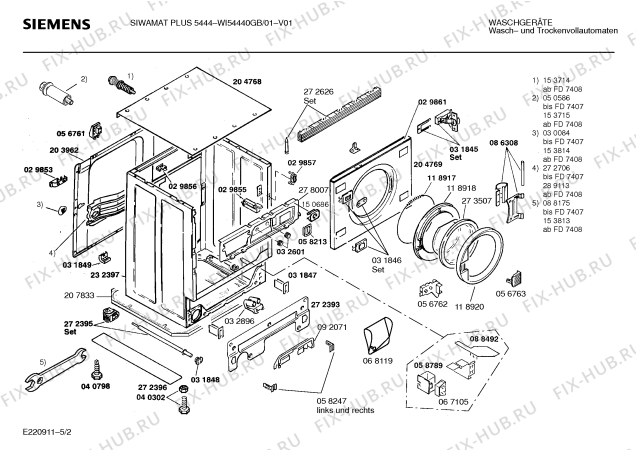 Взрыв-схема стиральной машины Siemens WI54440GB SIWAMAT PLUS 5444 - Схема узла 02