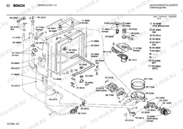 Взрыв-схема посудомоечной машины Bosch SMI5012JJ - Схема узла 02