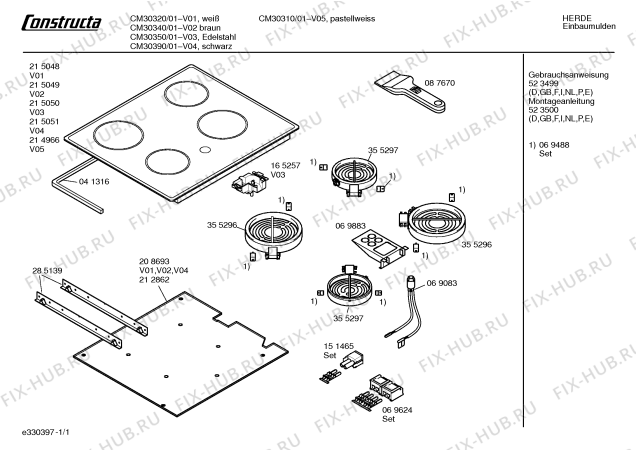 Схема №1 CM30320 с изображением Стеклокерамика для плиты (духовки) Bosch 00215048