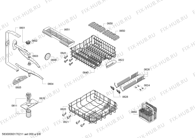 Взрыв-схема посудомоечной машины Bosch SMI40E75IL, AquaStop made in Germany - Схема узла 06