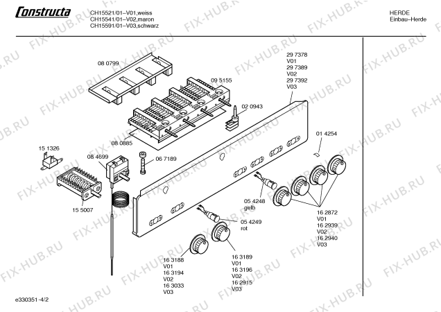 Взрыв-схема плиты (духовки) Constructa CH15521 - Схема узла 02