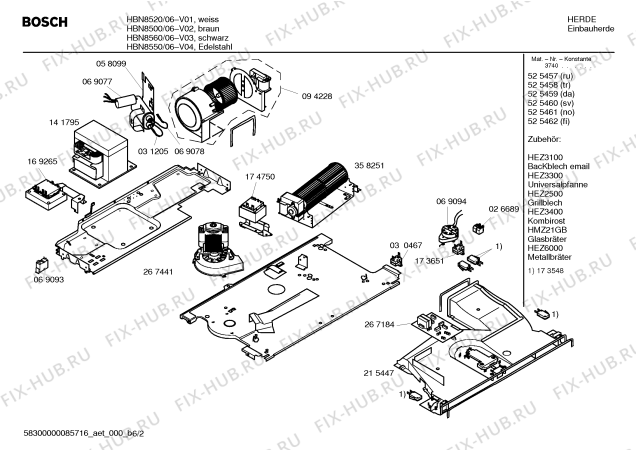 Схема №3 HBN8550 с изображением Инструкция по эксплуатации для духового шкафа Bosch 00580550