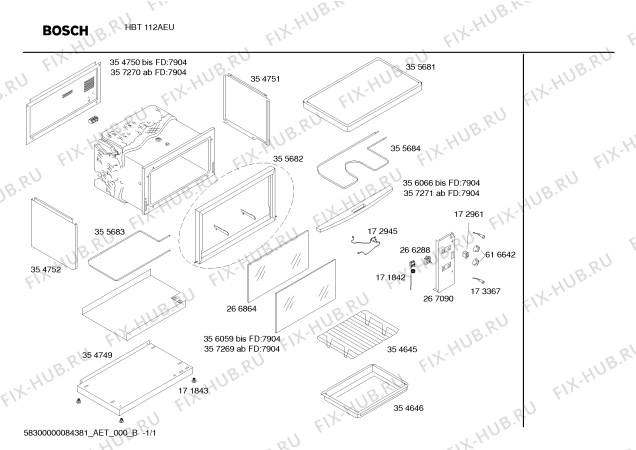Схема №1 HBT112AEU HBT112AEU/01 с изображением Переключатель для плиты (духовки) Bosch 00173360