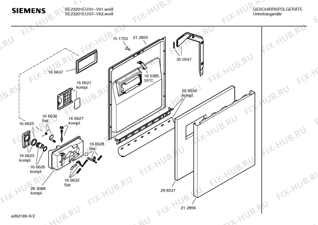 Взрыв-схема посудомоечной машины Siemens SE23201EU - Схема узла 02