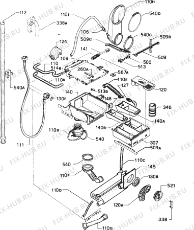 Взрыв-схема стиральной машины Husqvarna Electrolux QW1060HT - Схема узла Hydraulic System 272