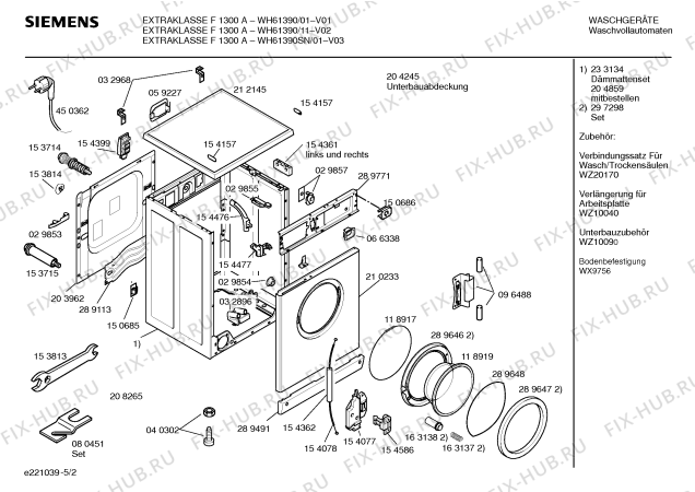 Схема №3 WH61390 EXTRAKLASSE F1300A с изображением Инструкция по эксплуатации для стиральной машины Siemens 00518418