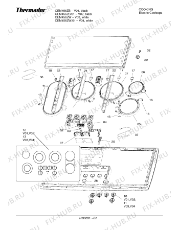 Схема №1 CEM304ZB с изображением Переключатель для духового шкафа Bosch 00421525