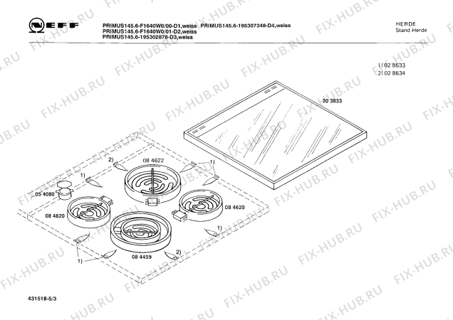 Схема №3 EK7303 с изображением Зона нагрева для плиты (духовки) Bosch 00084620