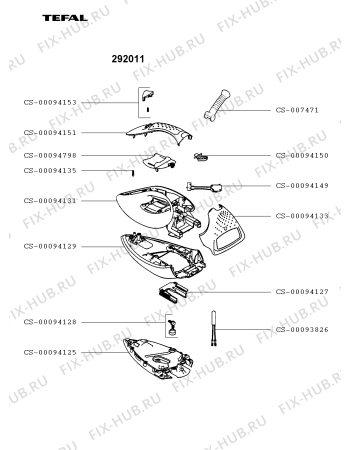 Взрыв-схема утюга (парогенератора) Tefal 292011 - Схема узла PP002544.1P2