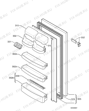 Взрыв-схема холодильника Zanker ZKK8009 (PRIVILEG) - Схема узла Door 003