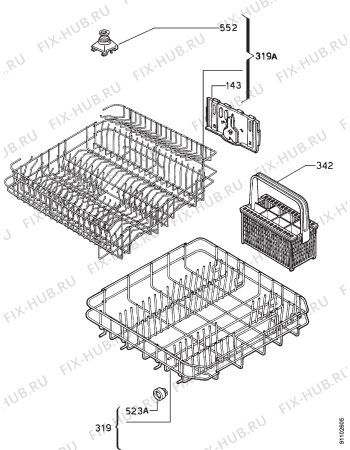 Взрыв-схема посудомоечной машины Faure LVN261 - Схема узла Basket 160