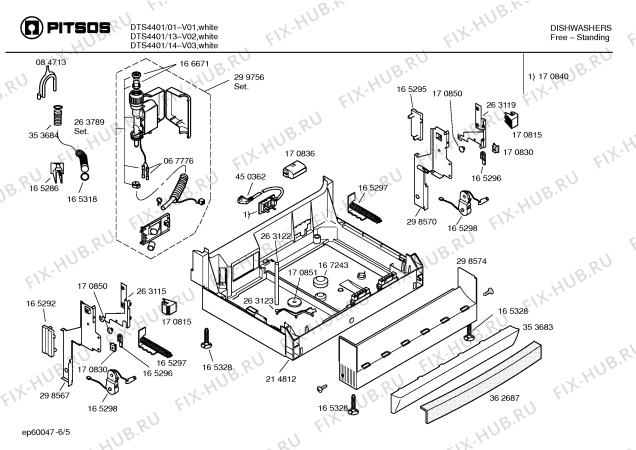 Взрыв-схема посудомоечной машины Pitsos DTS4401 - Схема узла 05