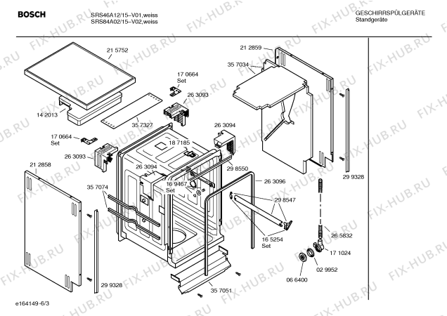 Взрыв-схема посудомоечной машины Bosch SRS46A12 Silence comfort - Схема узла 03