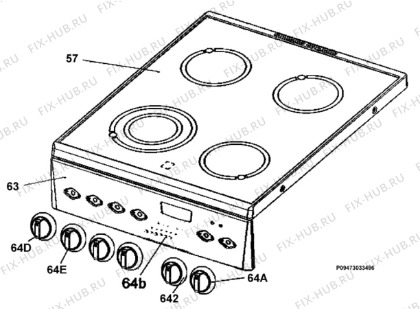 Взрыв-схема плиты (духовки) Electrolux EKC514500X - Схема узла Section 4