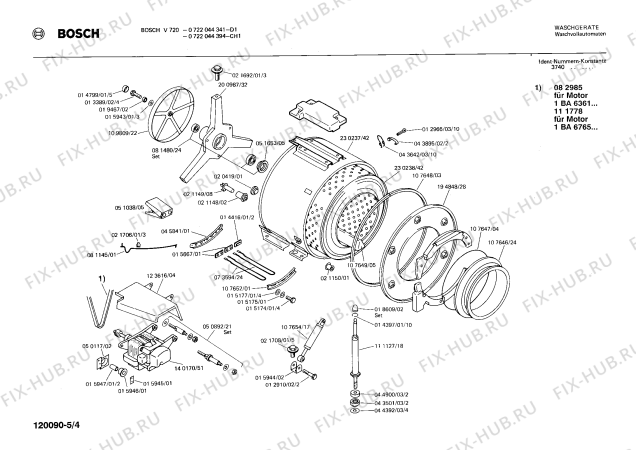 Взрыв-схема стиральной машины Bosch 0722044341 V720 - Схема узла 04