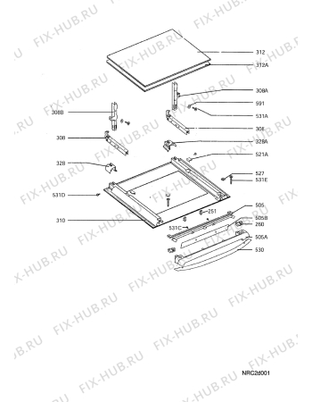 Взрыв-схема плиты (духовки) Faure FC505X1 - Схема узла Door 003