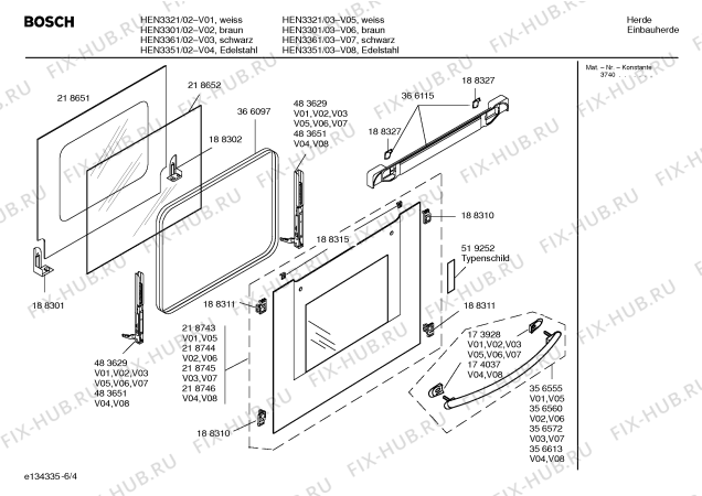 Схема №4 HEN3301 с изображением Инструкция по эксплуатации для плиты (духовки) Bosch 00581014