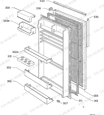 Взрыв-схема холодильника Frigidaire R2420 - Схема узла Door 003