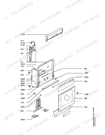 Схема №1 FAV5270 V I с изображением Панель управления для посудомойки Aeg 1115303008