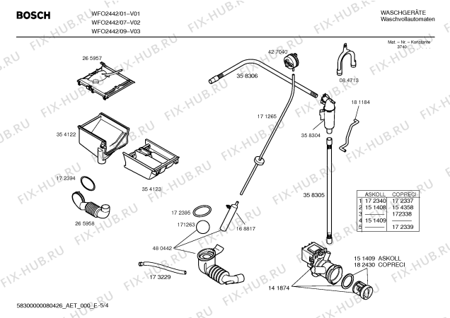 Схема №4 WFO2442 Maxx WFO2442 с изображением Инструкция по эксплуатации для стиралки Bosch 00591158