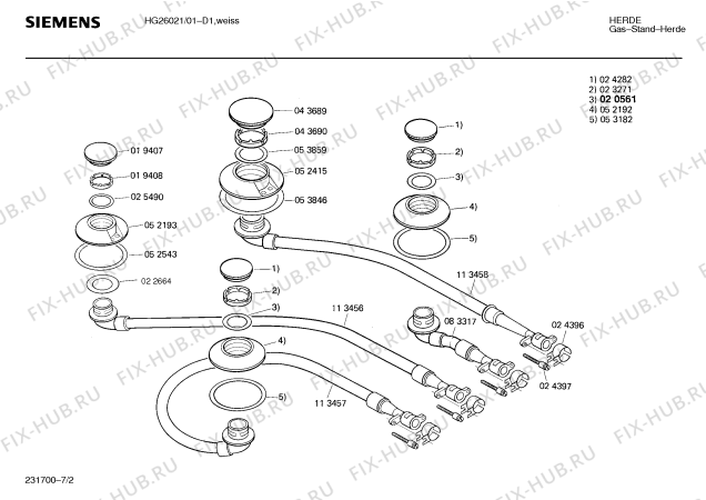Взрыв-схема плиты (духовки) Siemens HG26021 - Схема узла 02