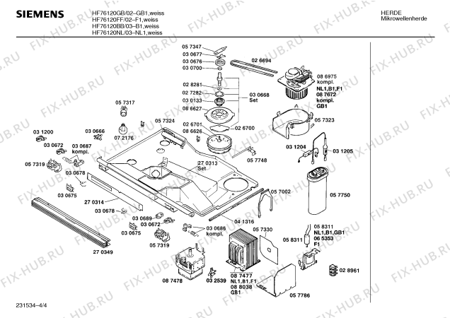 Схема №4 HF76120GB с изображением Панель для свч печи Siemens 00093041