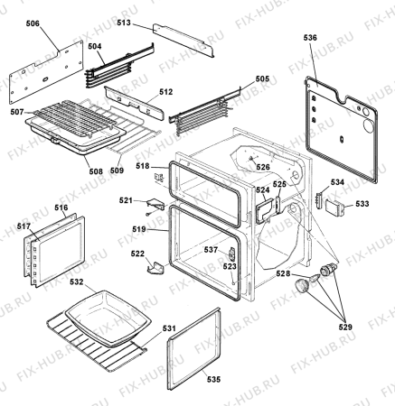 Взрыв-схема плиты (духовки) Hotpoint CH60GPXF (F074521) - Схема узла