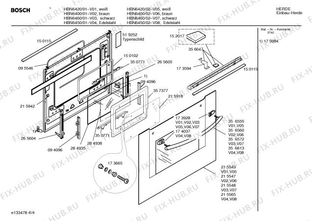 Схема №5 HBN6460 с изображением Панель управления для духового шкафа Bosch 00358800