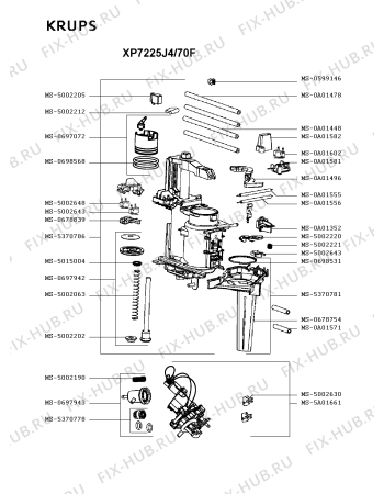 Взрыв-схема кофеварки (кофемашины) Krups XP7225J4/70F - Схема узла JP003490.3P2