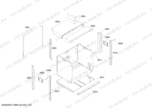 Схема №5 SECD302BW с изображением Рамка для духового шкафа Bosch 00473487
