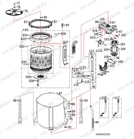 Схема №1 WTLA1300SL-Tub&drum с изображением Электропомпа Whirlpool 482000023565