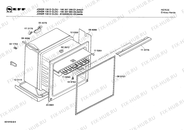 Взрыв-схема плиты (духовки) Neff 195307295 JOKER 130 D CLOU - Схема узла 04