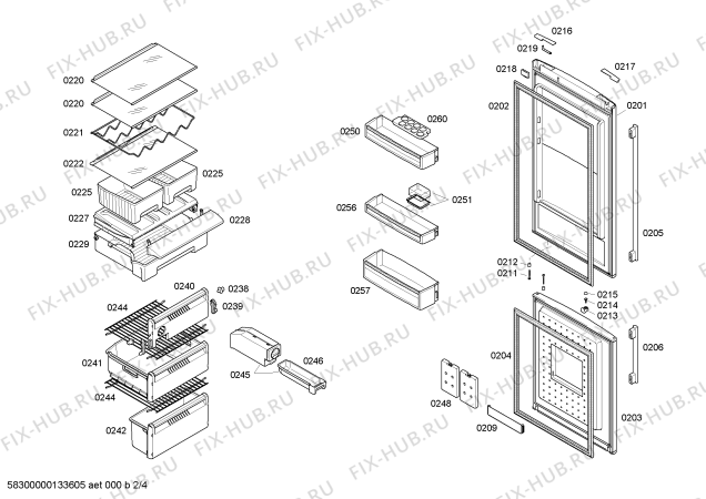 Схема №2 K5870X3 с изображением Емкость для заморозки для холодильника Bosch 00680098