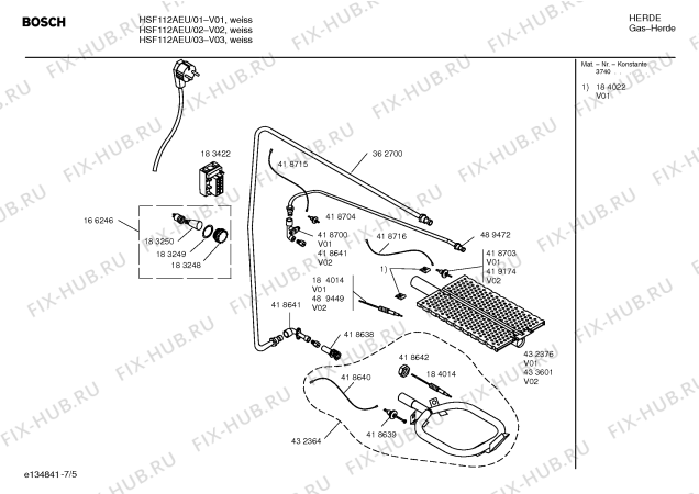 Взрыв-схема плиты (духовки) Bosch HSF112AEU - Схема узла 05