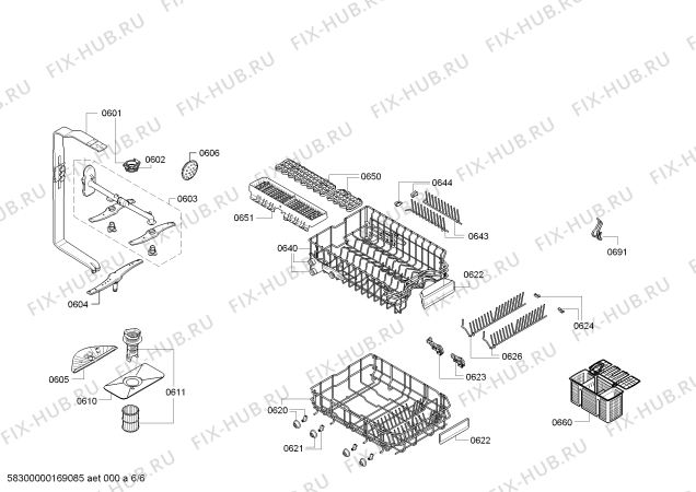 Взрыв-схема посудомоечной машины Bosch SPS53M58EU Super Silence - Схема узла 06