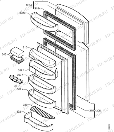 Взрыв-схема холодильника Arthur Martin AR9320D - Схема узла Door 003
