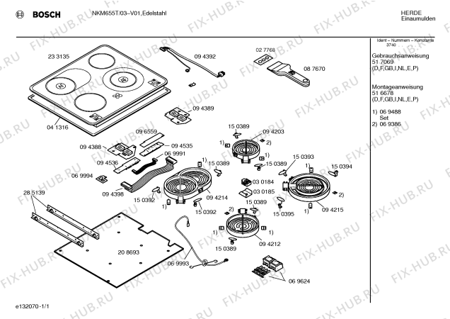 Схема №1 NKM655T с изображением Стеклокерамика для плиты (духовки) Bosch 00233135