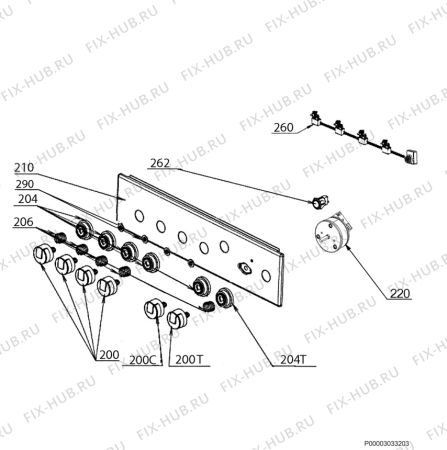 Взрыв-схема плиты (духовки) Rex Electrolux RKG501102W - Схема узла Command panel 037