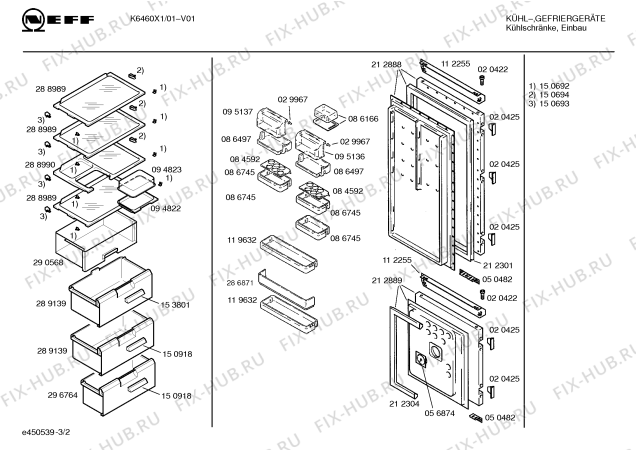 Схема №1 K6460X1 с изображением Емкость для заморозки для холодильника Bosch 00289139