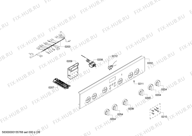 Схема №2 HR74W531J с изображением Панель управления для электропечи Siemens 00705088