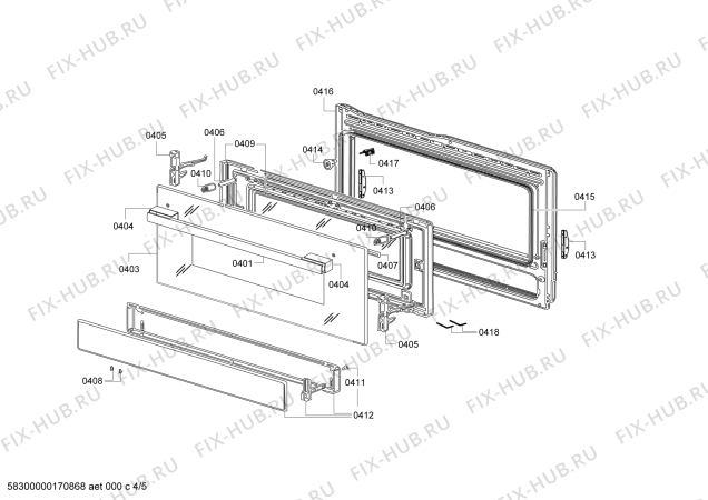 Схема №4 HSG736225M с изображением Боковая часть корпуса для плиты (духовки) Bosch 00770270