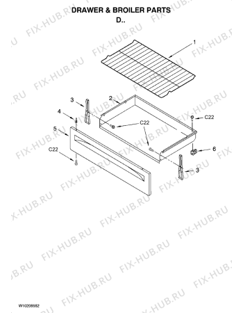 Схема №4 RF111PXSQ с изображением Рукоятка для плиты (духовки) Whirlpool 482000011599