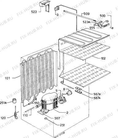 Взрыв-схема холодильника Privileg 028718 5 - Схема узла Cooling system 017